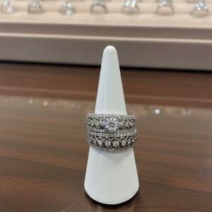 Wedding Set Silver Tone Round Cut White Diamond CZ
Gold Plated Ring Set